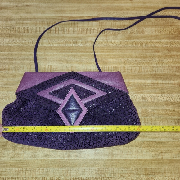 SHARIF Elegant Purple Leather & Suede Texture Women's Bag - Picture 10 of 13